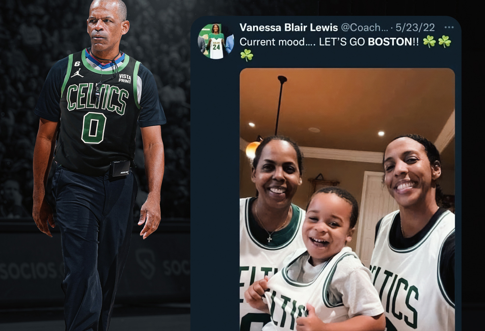 Супруга судьи, который обслуживал скандальный матч между «Селтикс» и «Лейкерс» выложила фотографию семьи в форме «Бостона»: «Вперед, Бостон!»