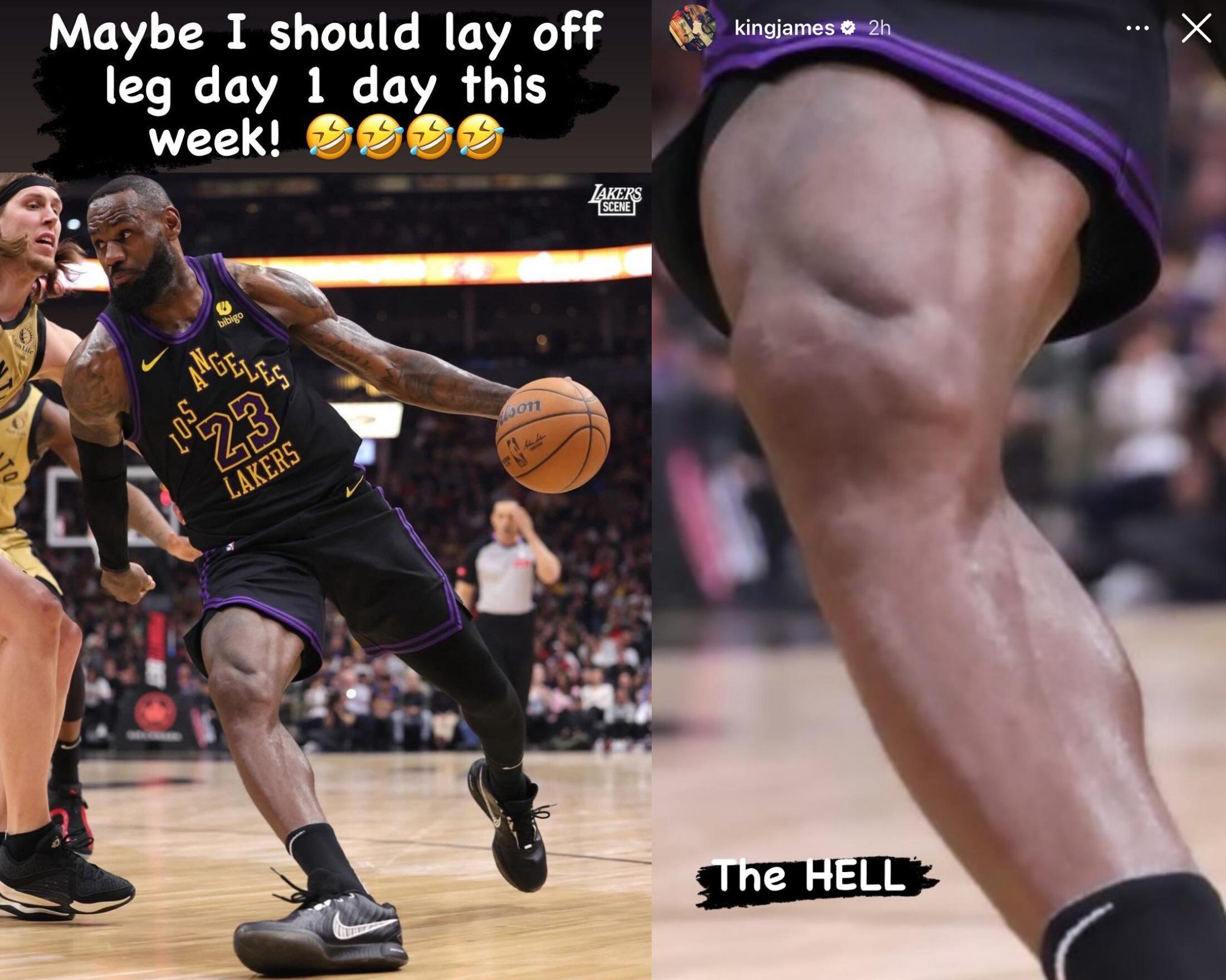 Леброн Джеймс опубликовал фото мышц ноги: «Может быть, мне стоит отказаться от дня ног на этой неделе»
